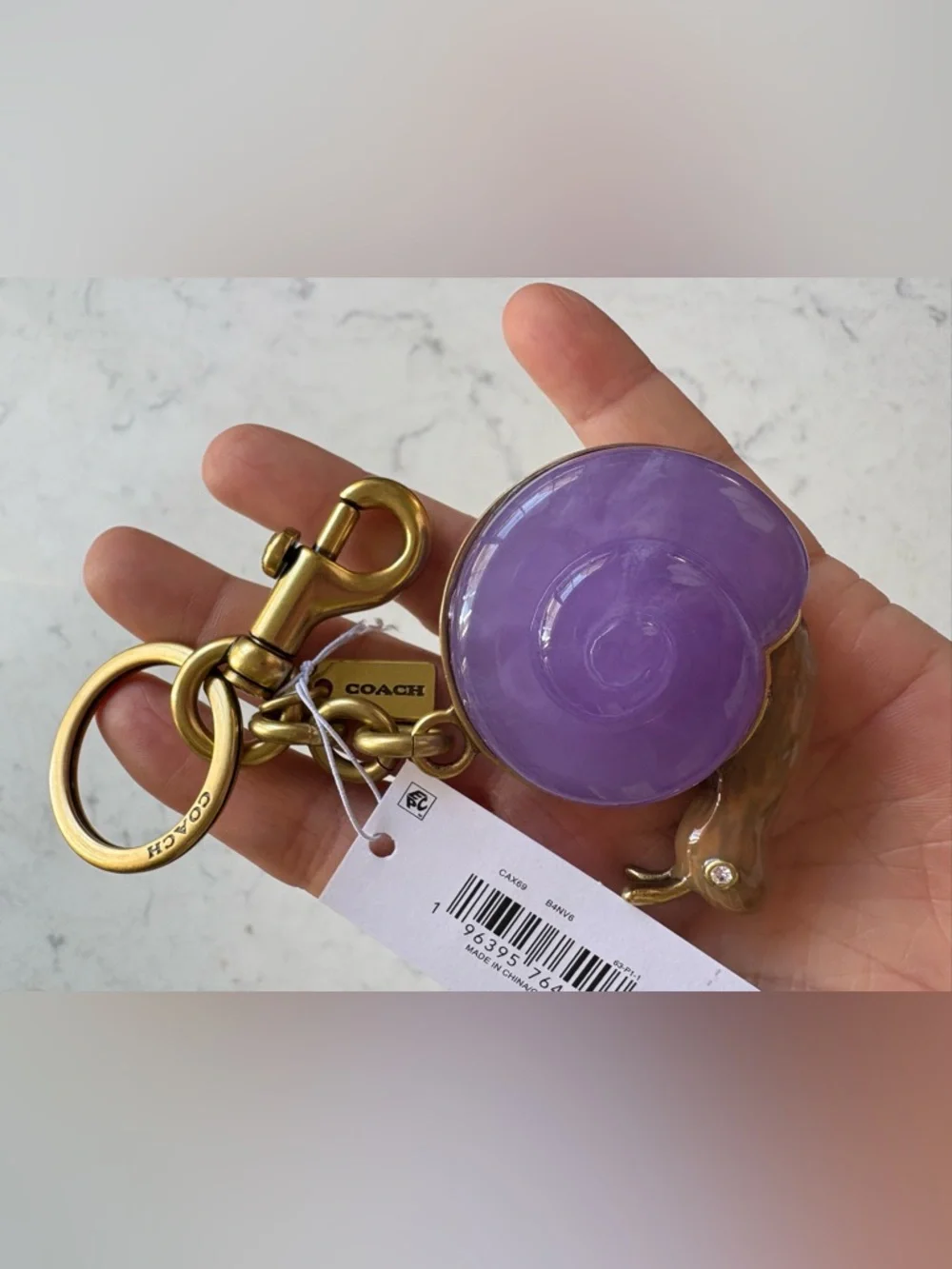 COACH Purple Multi Snail Charm Key & Card Holder Accent